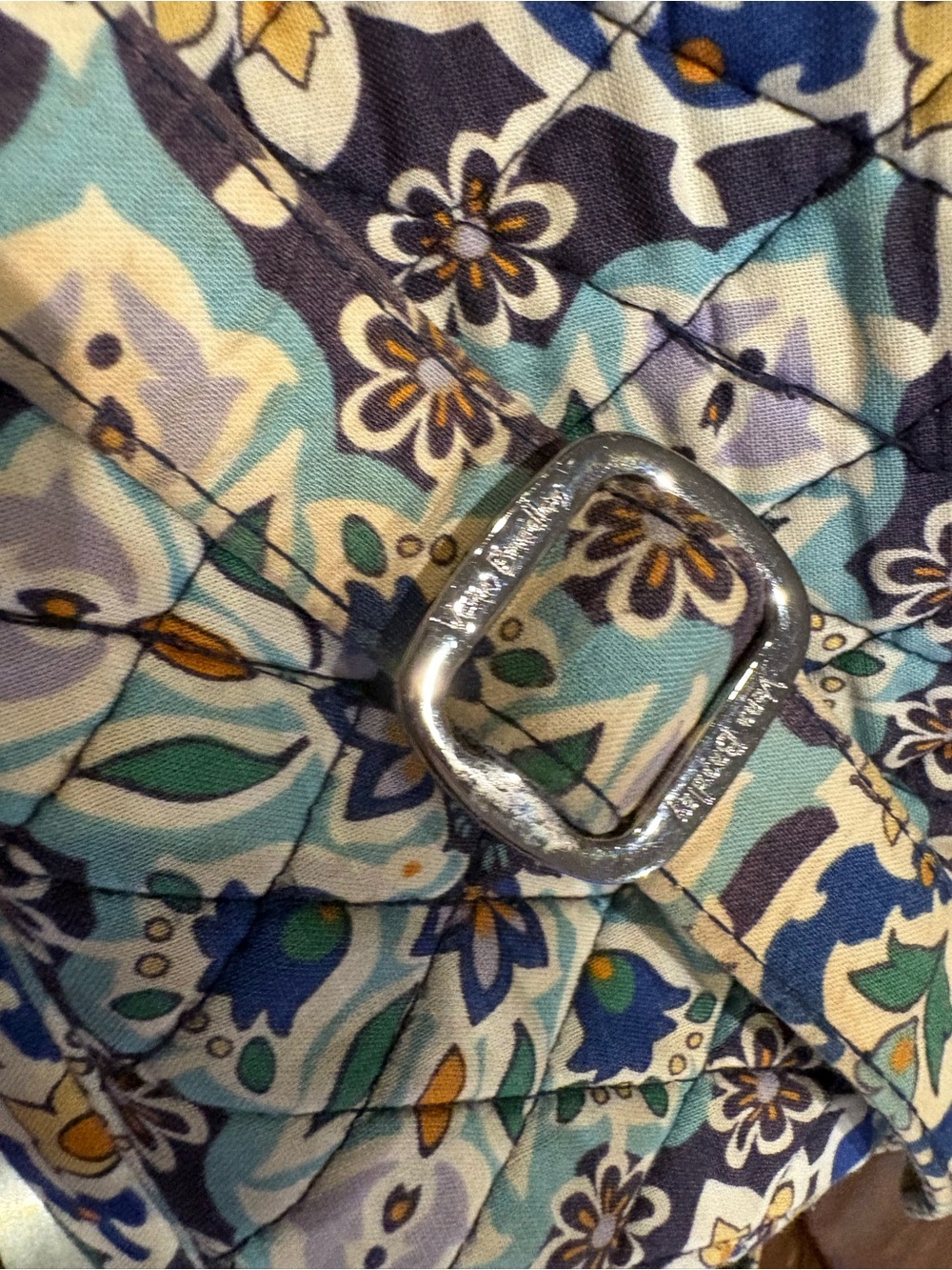 Vera Bradley Navy and Teal Floral Quilted Crossbody Bag - Picture 10 of 10